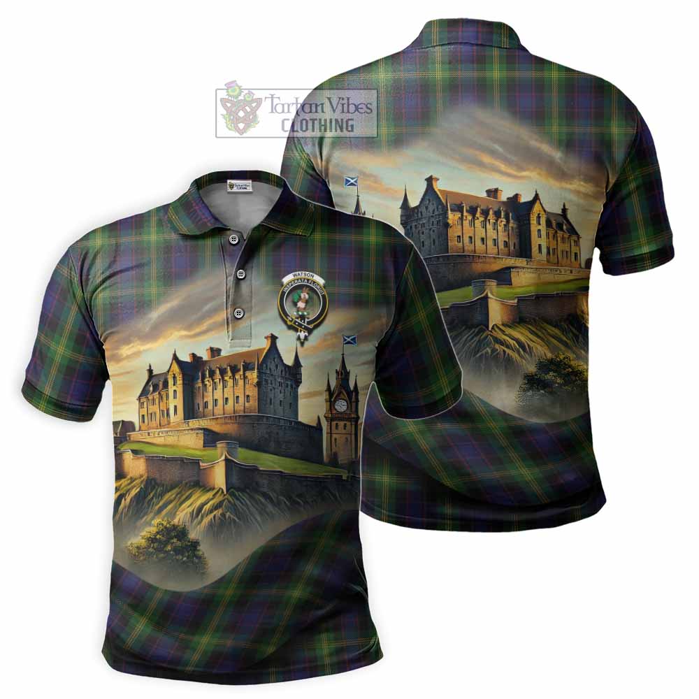 Watson Tartan Family Crest Polo Shirt with Scottish Ancient Castle Style - Tartan Vibes Clothing