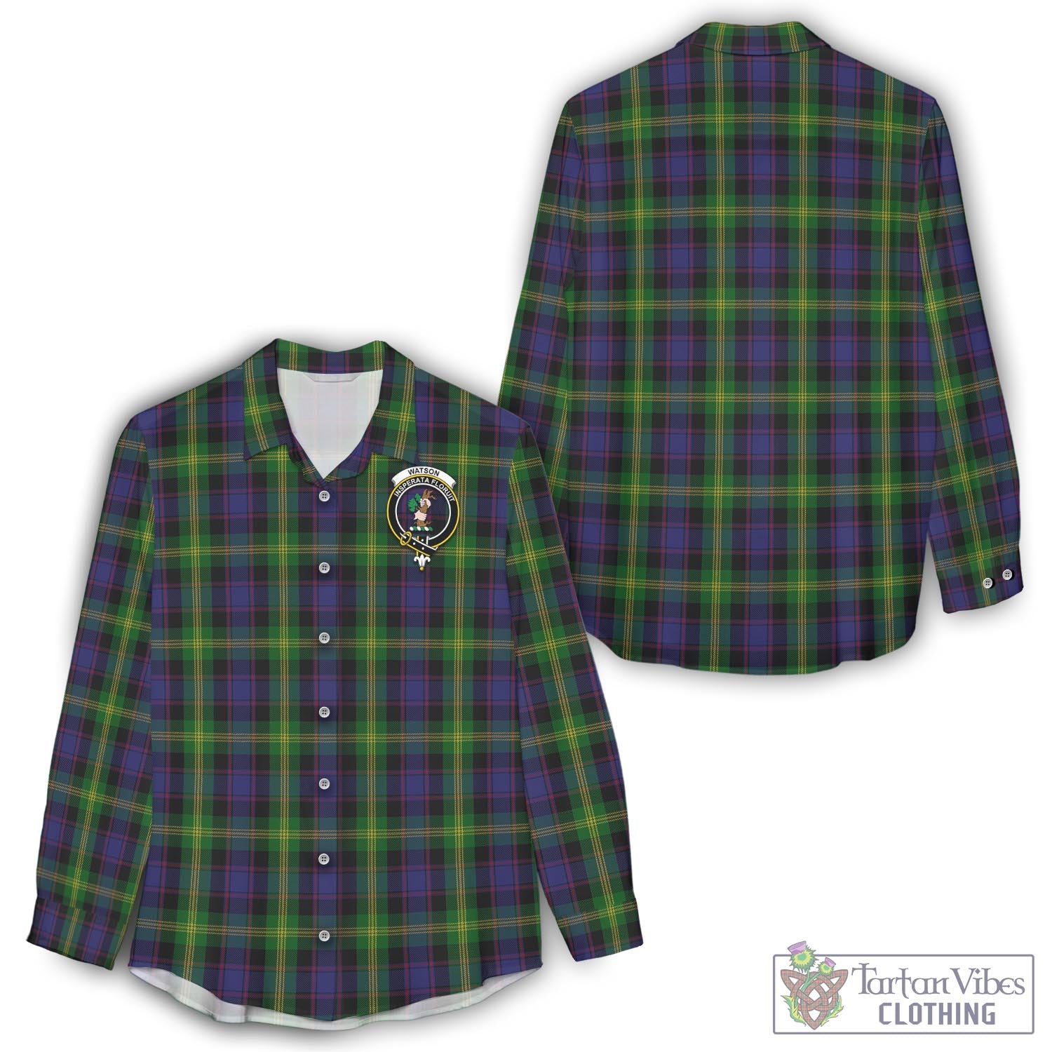 Tartan Vibes Clothing Watson Tartan Womens Casual Shirt with Family Crest