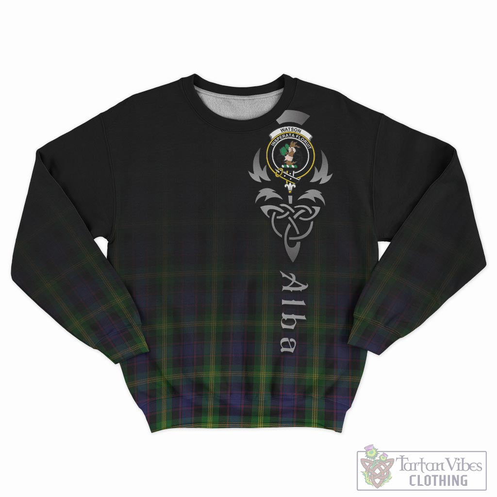 Tartan Vibes Clothing Watson Tartan Sweatshirt Featuring Alba Gu Brath Family Crest Celtic Inspired