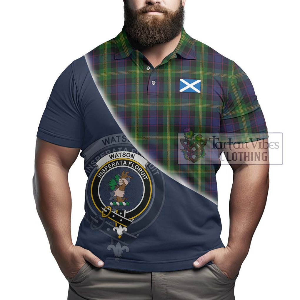 Watson Tartan Polo Shirt with Personalised National Flag and Family Crest Half Style - Tartanvibesclothing Shop