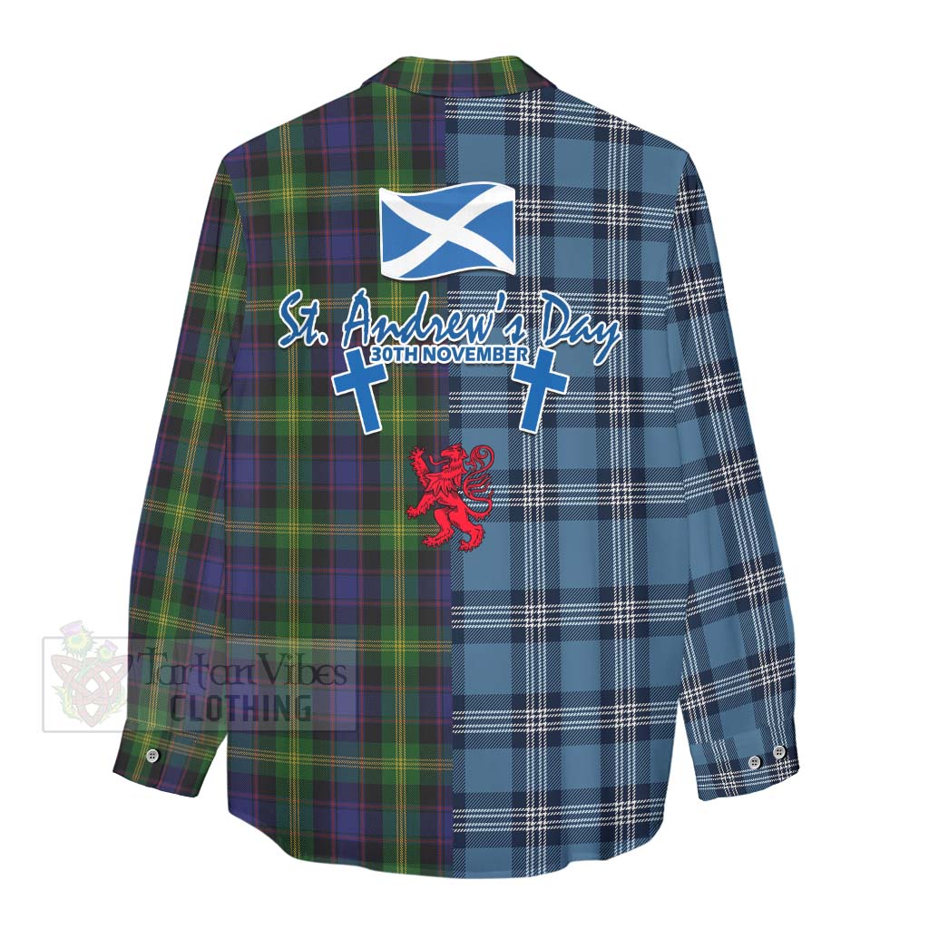 Tartan Vibes Clothing Watson Tartan Women's Casual Shirt Happy St. Andrew's Day Half Tartan Style