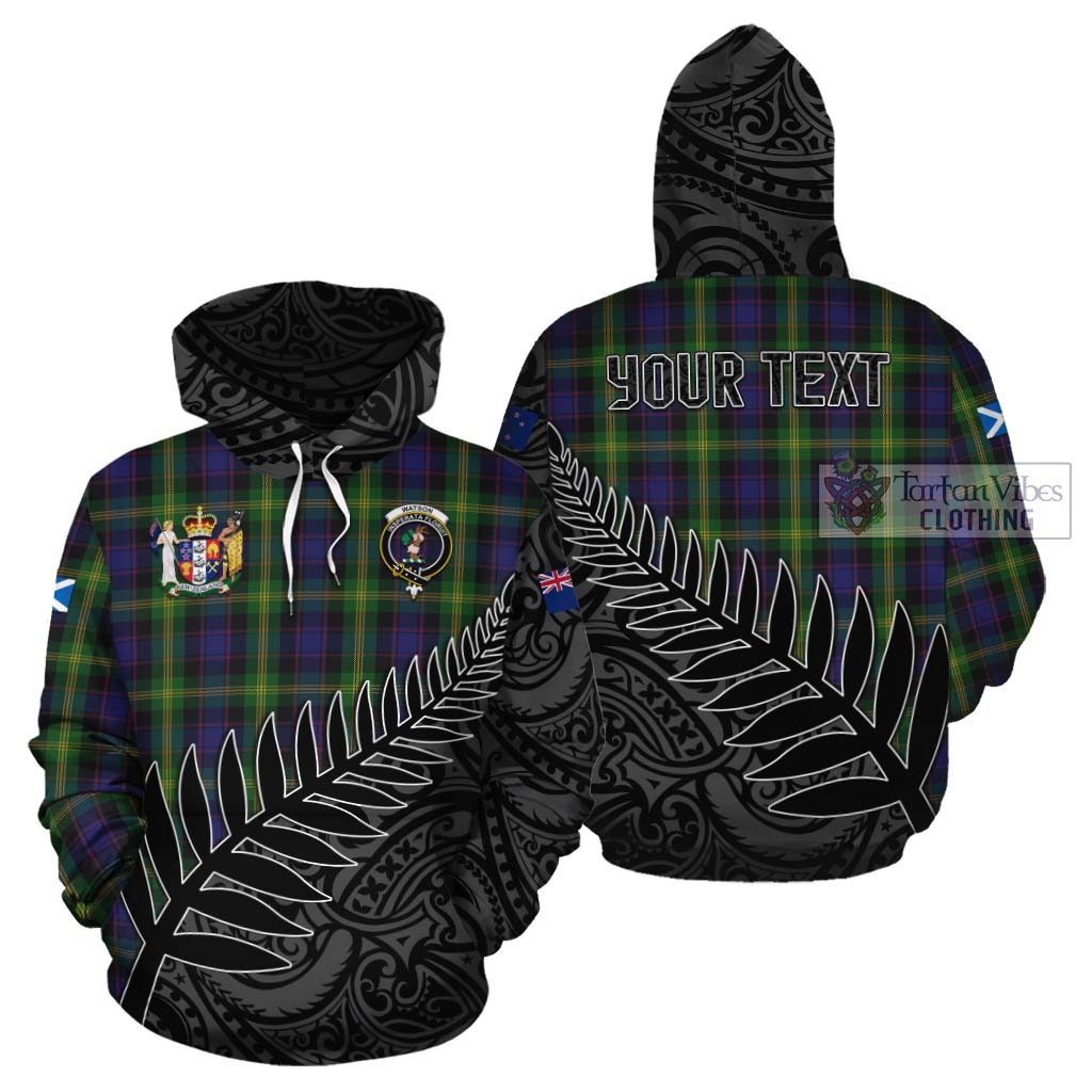 Tartan Vibes Clothing Watson Crest Tartan Cotton Hoodie with New Zealand Silver Fern Half Style