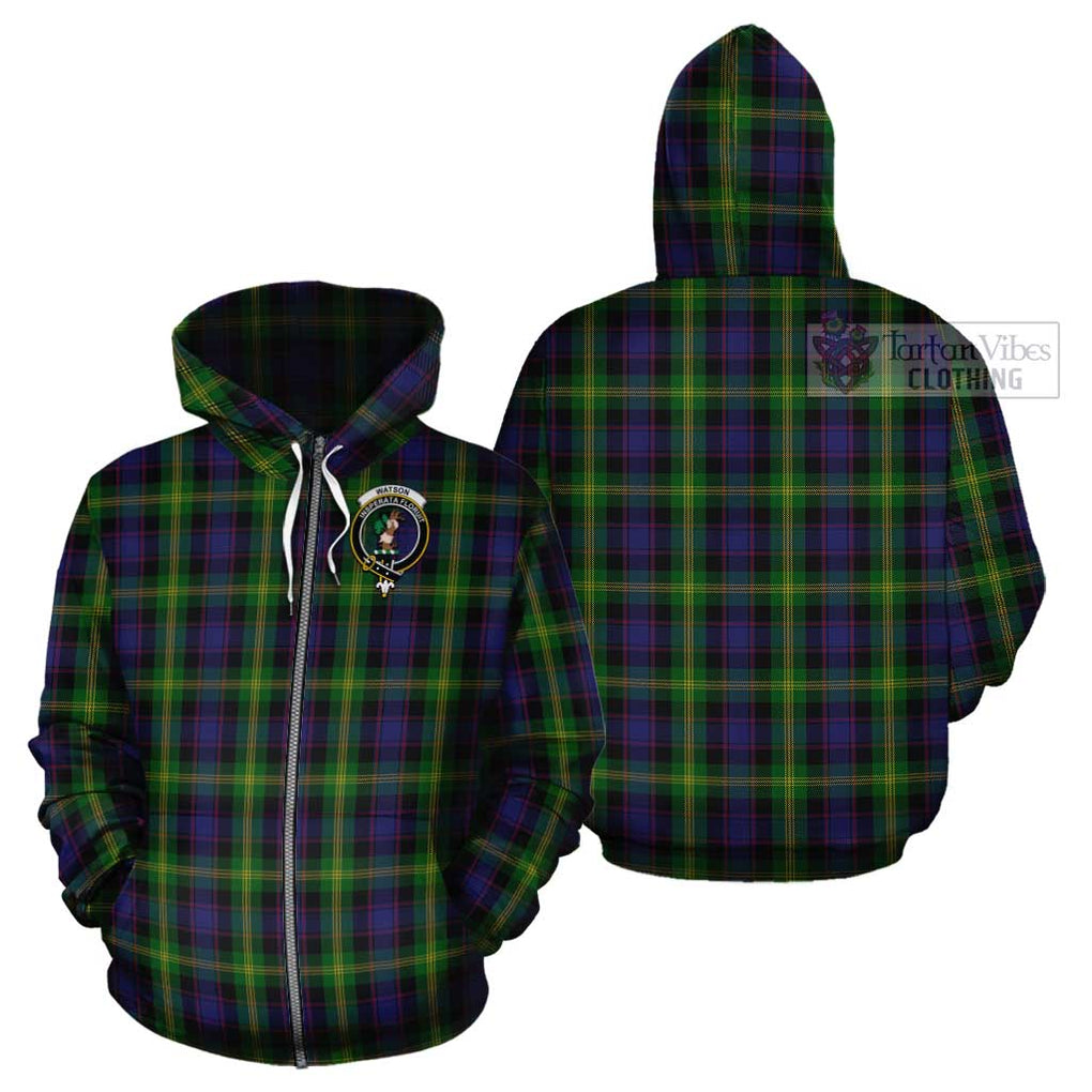 Watson Tartan Cotton Hoodie with Family Crest Zip Hoodie - Tartan Vibes Clothing