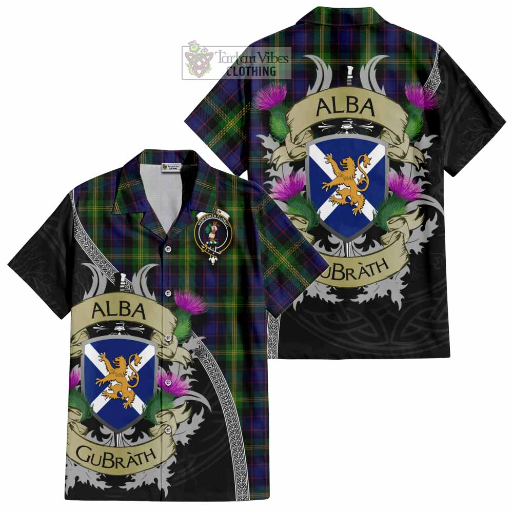 Watson Tartan Family Crest Hawaiian Shirt Lion Rampant Royal Thistle Shield Celtic Inspired - Tartan Vibes Clothing