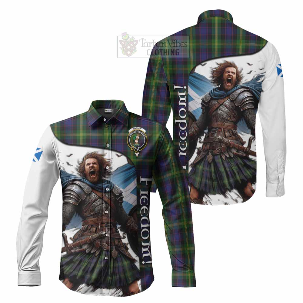 Tartan Vibes Clothing Watson Crest Tartan Long Sleeve Button Shirt Inspired by the Freedom of Scottish Warrior