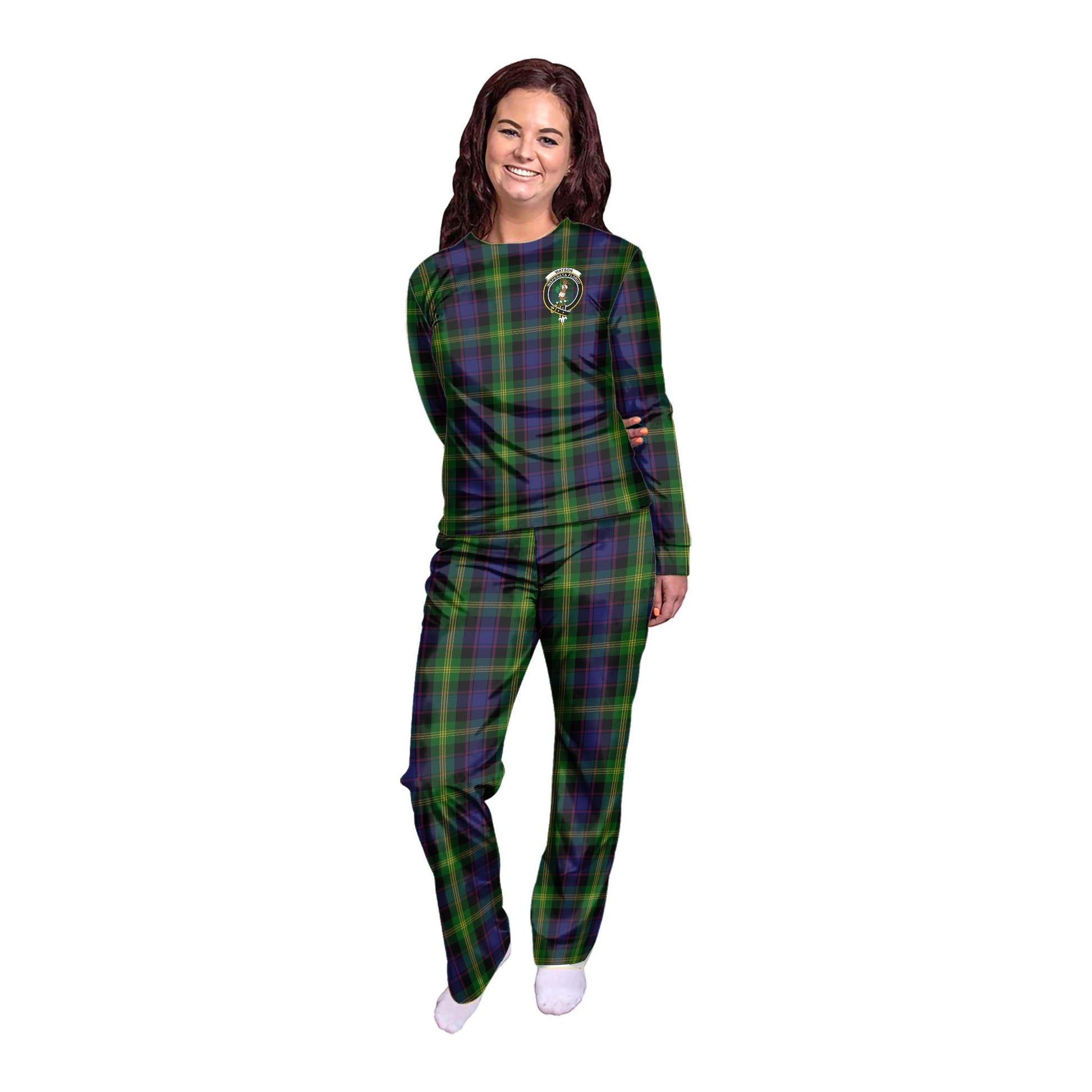 Watson Tartan Pajamas Family Set with Family Crest - Tartanvibesclothing