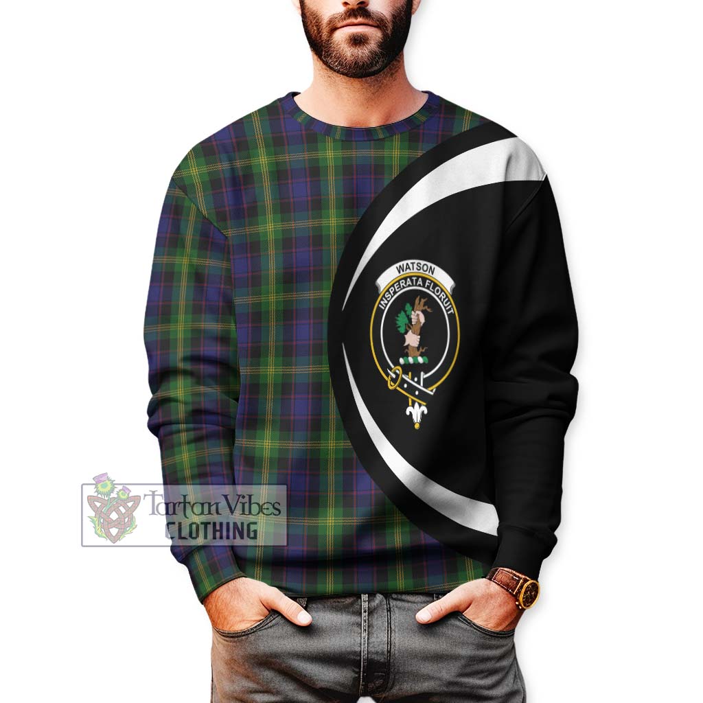 Watson Tartan Sweatshirt with Family Crest Circle Style - Tartan Vibes Clothing