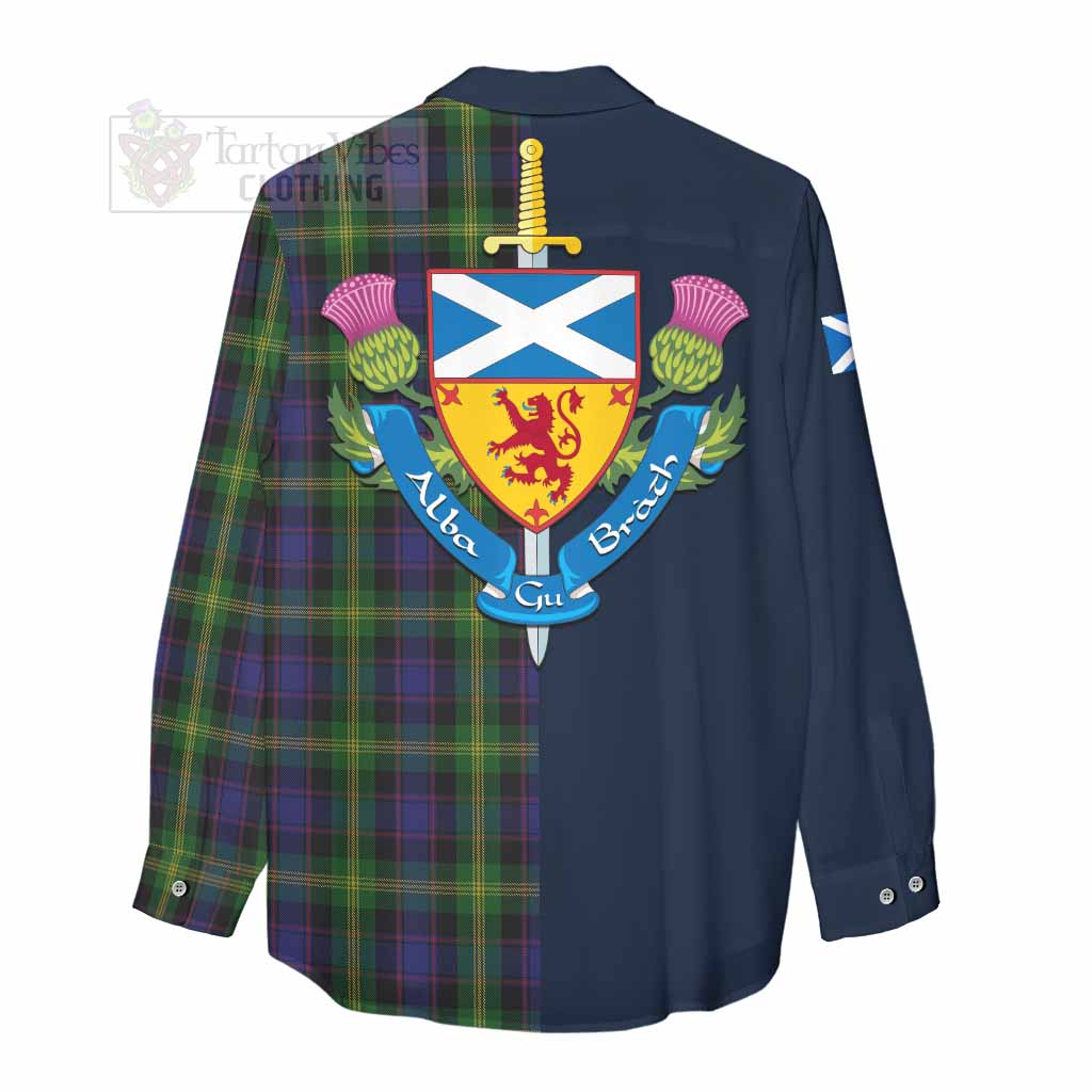 Tartan Vibes Clothing Watson Tartan Women's Casual Shirt Alba with Scottish Lion Royal Arm Half Style