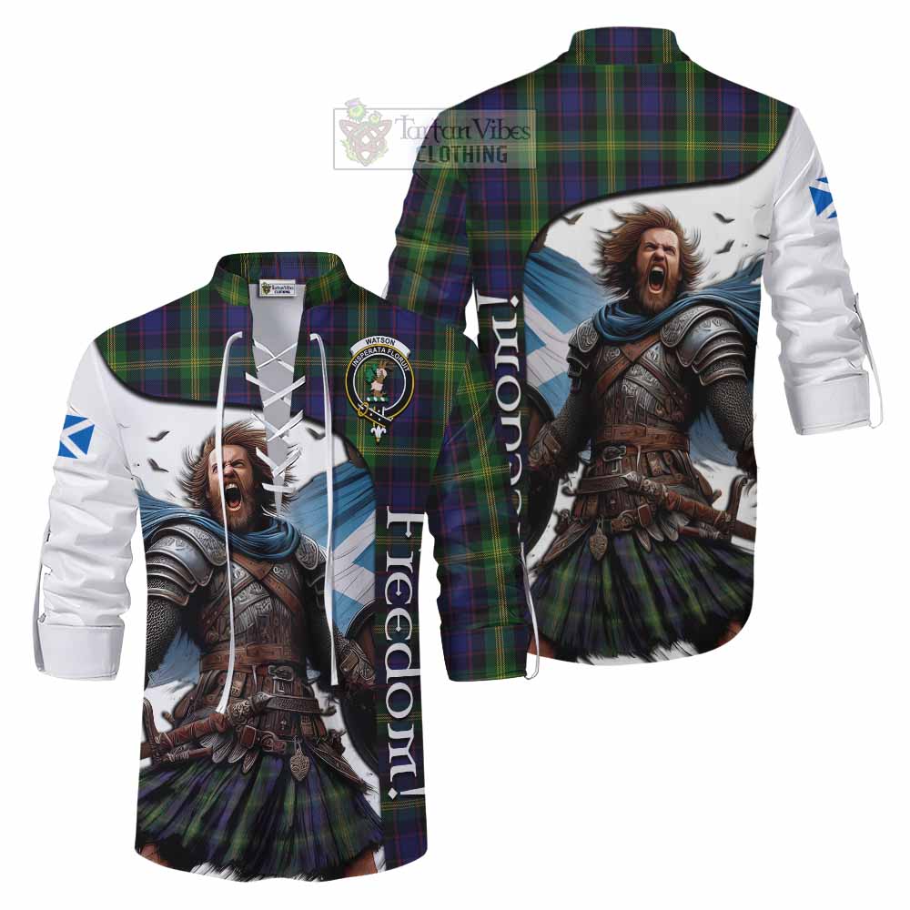 Tartan Vibes Clothing Watson Crest Tartan Ghillie Kilt Shirt Inspired by the Freedom of Scottish Warrior