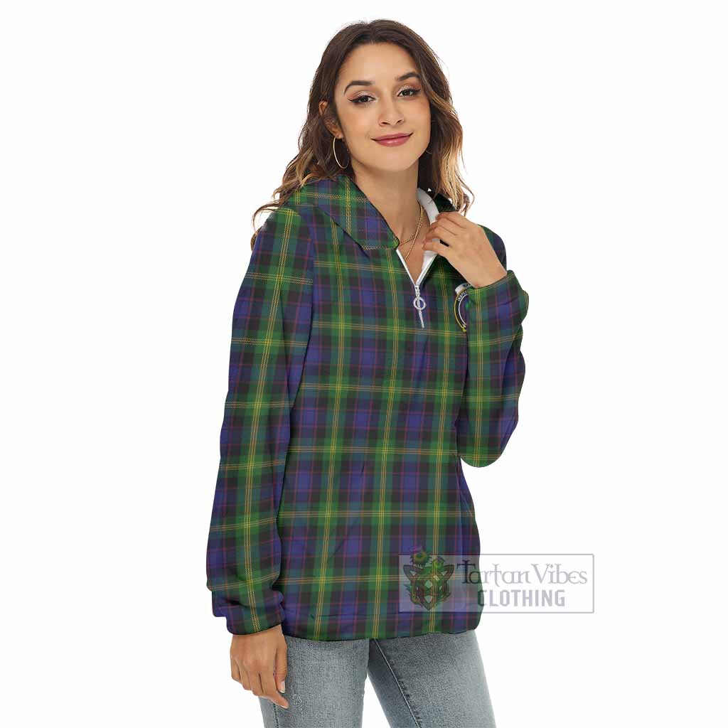 Watson Tartan Women's Borg Fleece Hoodie with Half Zip with Family Crest - Tartan Vibes Clothing
