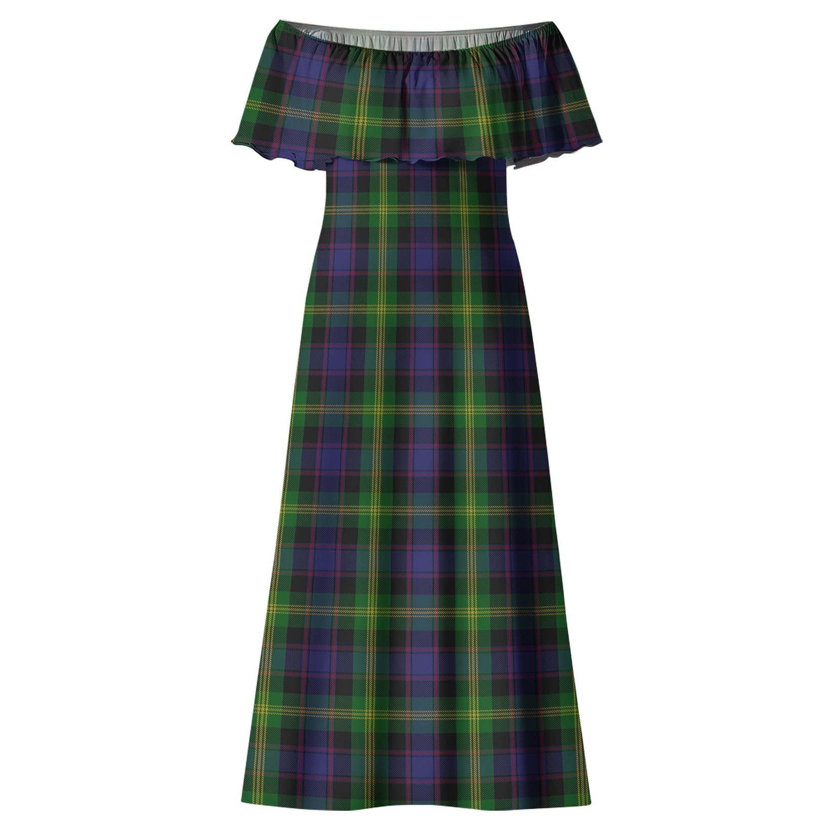 Watson Tartan Off Shoulder Long Dress - Tartanvibesclothing