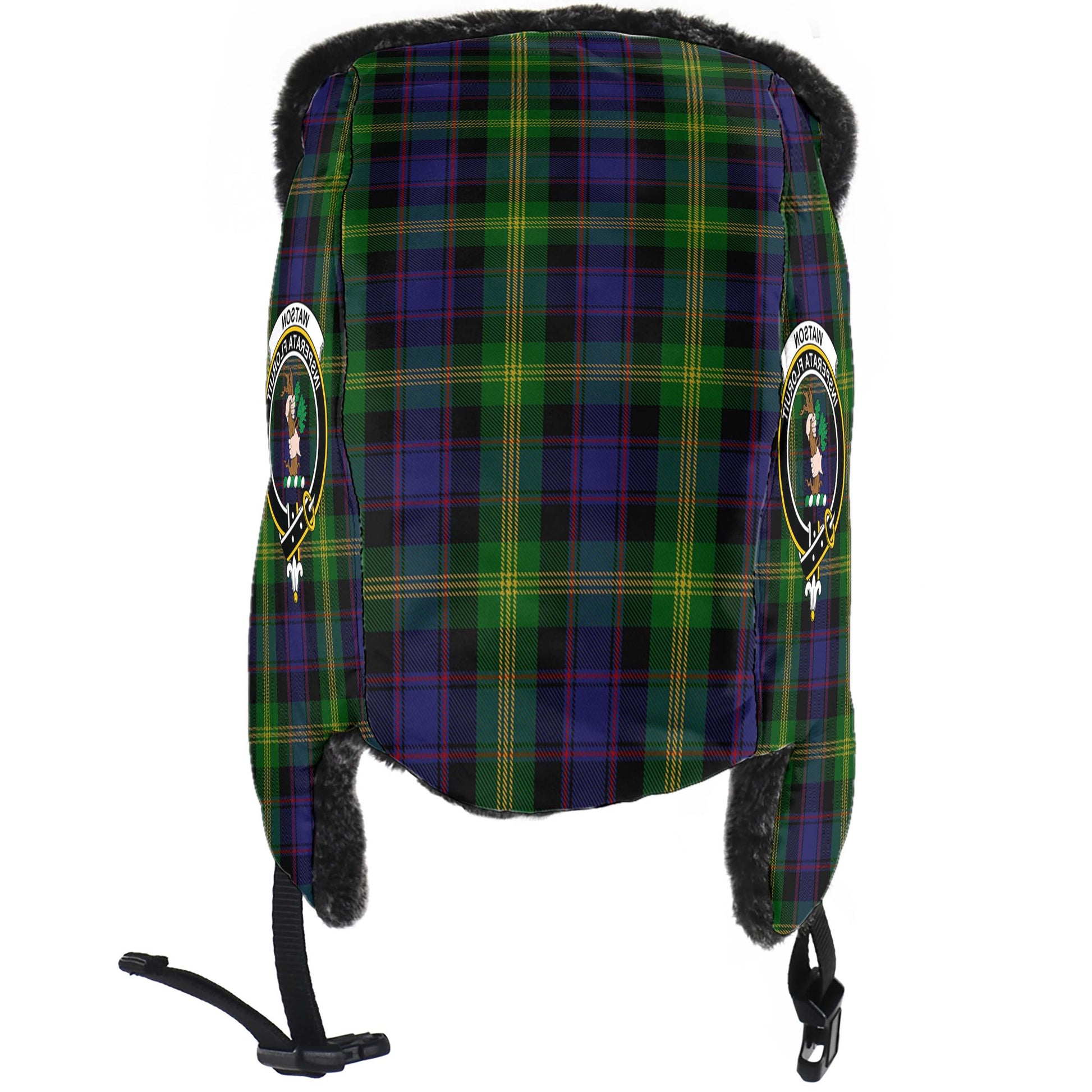 Watson Tartan Winter Trapper Hat with Family Crest - Tartanvibesclothing