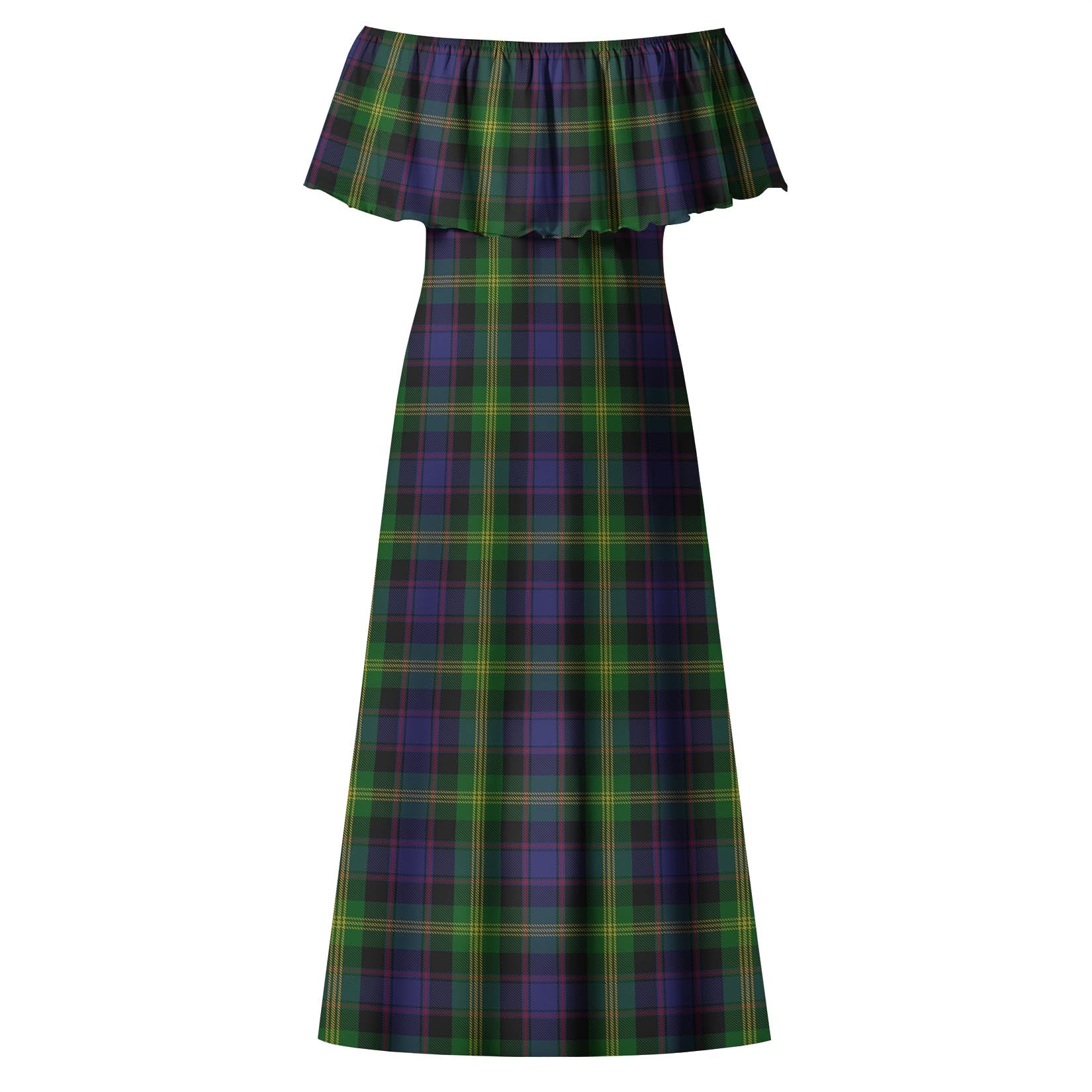 Watson Tartan Off Shoulder Long Dress - Tartanvibesclothing