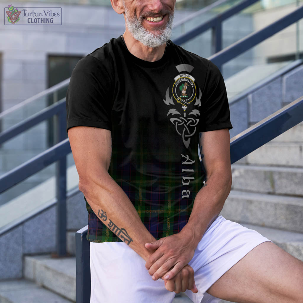 Tartan Vibes Clothing Watson Tartan T-Shirt Featuring Alba Gu Brath Family Crest Celtic Inspired