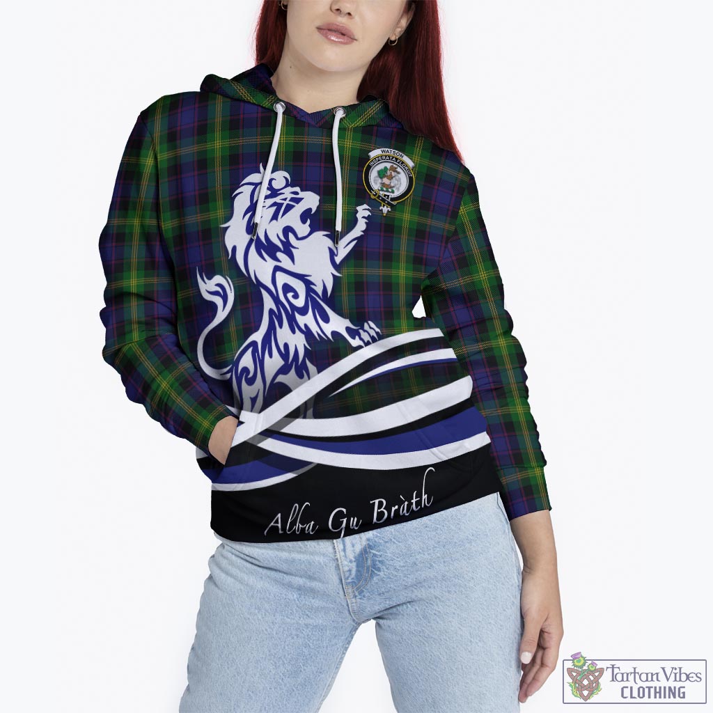 Watson Tartan Hoodie with Alba Gu Brath Regal Lion Emblem - Tartan Vibes Clothing