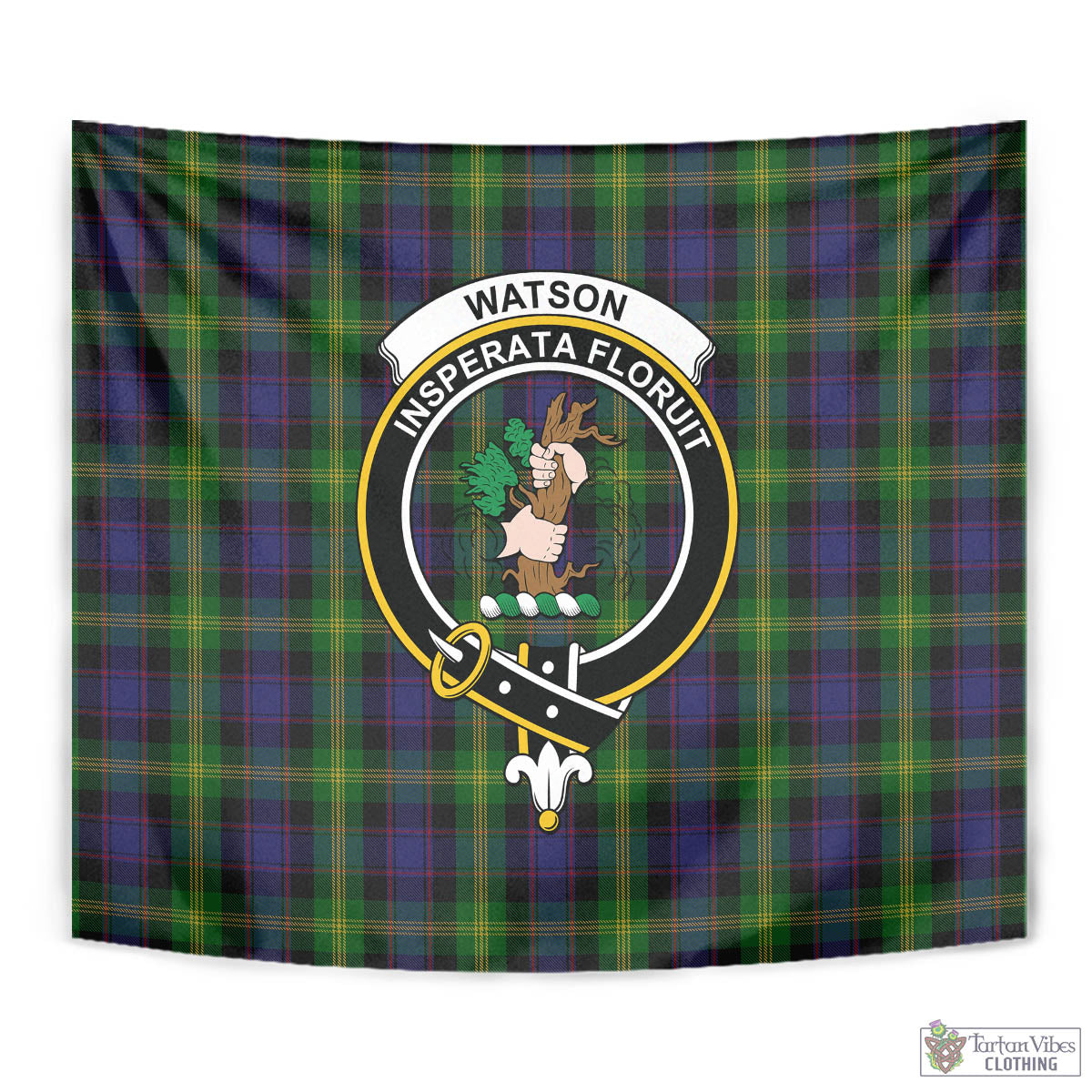 Tartan Vibes Clothing Watson Tartan Tapestry Wall Hanging and Home Decor for Room with Family Crest