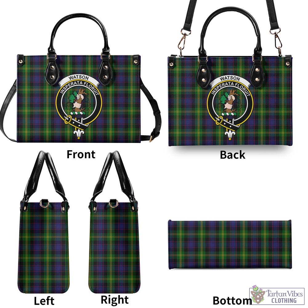 Watson Tartan Luxury Leather Handbags with Family Crest - Tartan Vibes Clothing