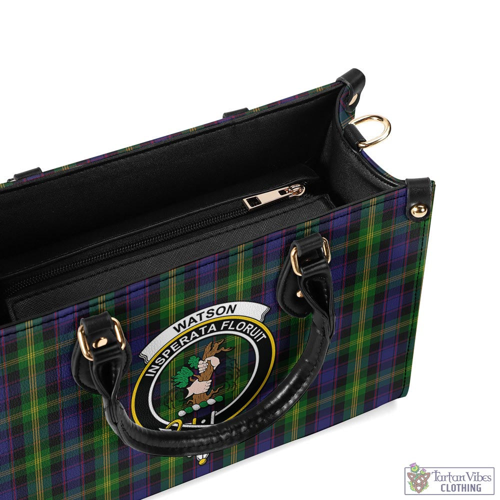 Watson Tartan Luxury Leather Handbags with Family Crest - Tartan Vibes Clothing
