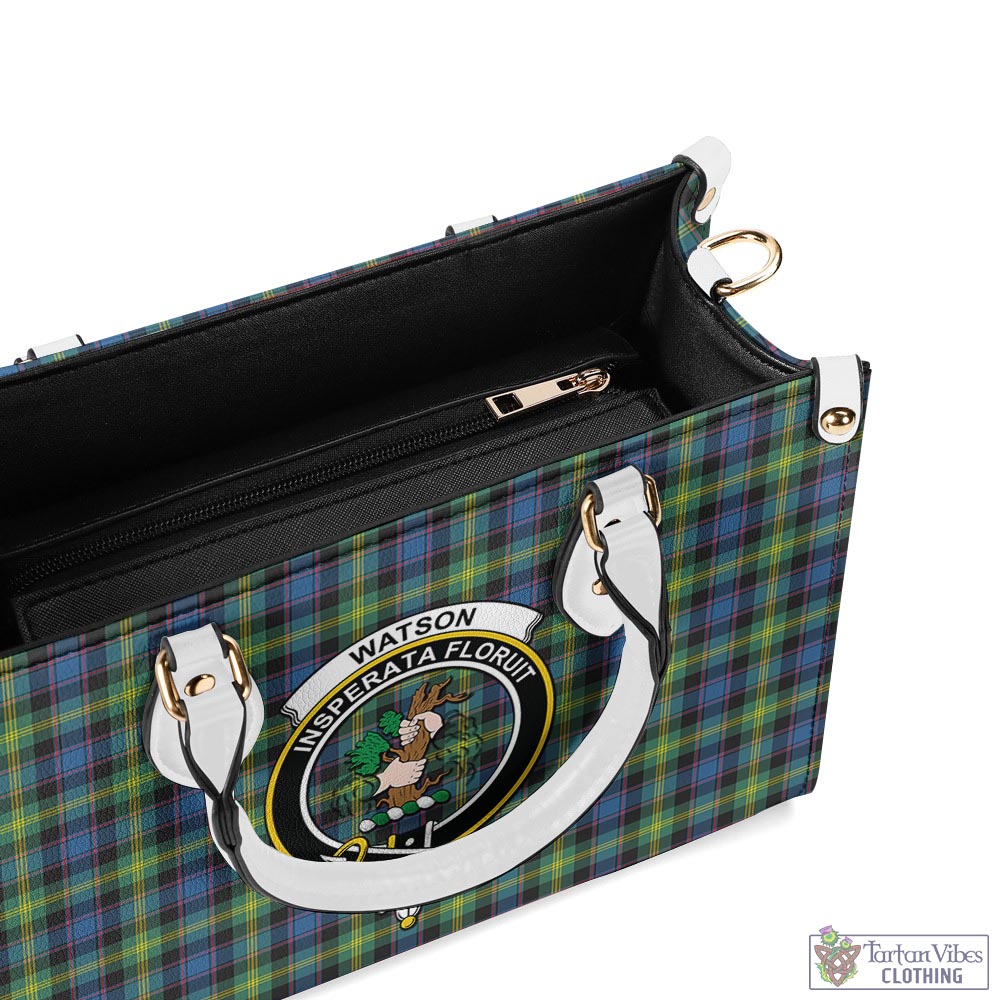 Tartan Vibes Clothing Watson Ancient Tartan Luxury Leather Handbags with Family Crest