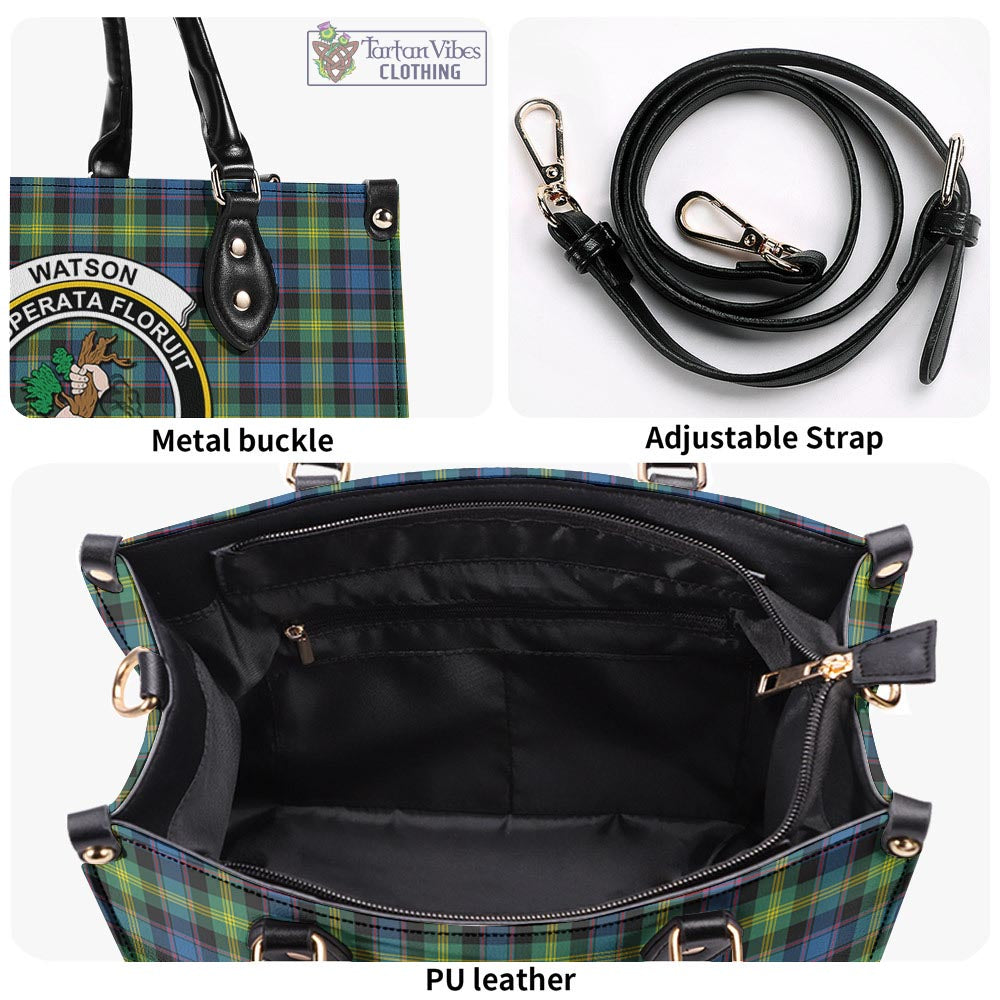 Tartan Vibes Clothing Watson Ancient Tartan Luxury Leather Handbags with Family Crest