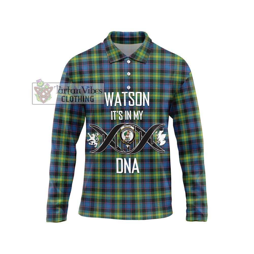 Watson Ancient Tartan Long Sleeve Polo Shirt with Family Crest DNA In Me Style Unisex - Tartanvibesclothing Shop