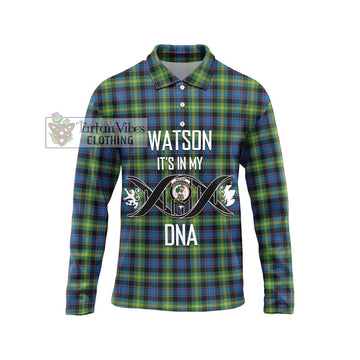 Watson Ancient Tartan Long Sleeve Polo Shirt with Family Crest DNA In Me Style