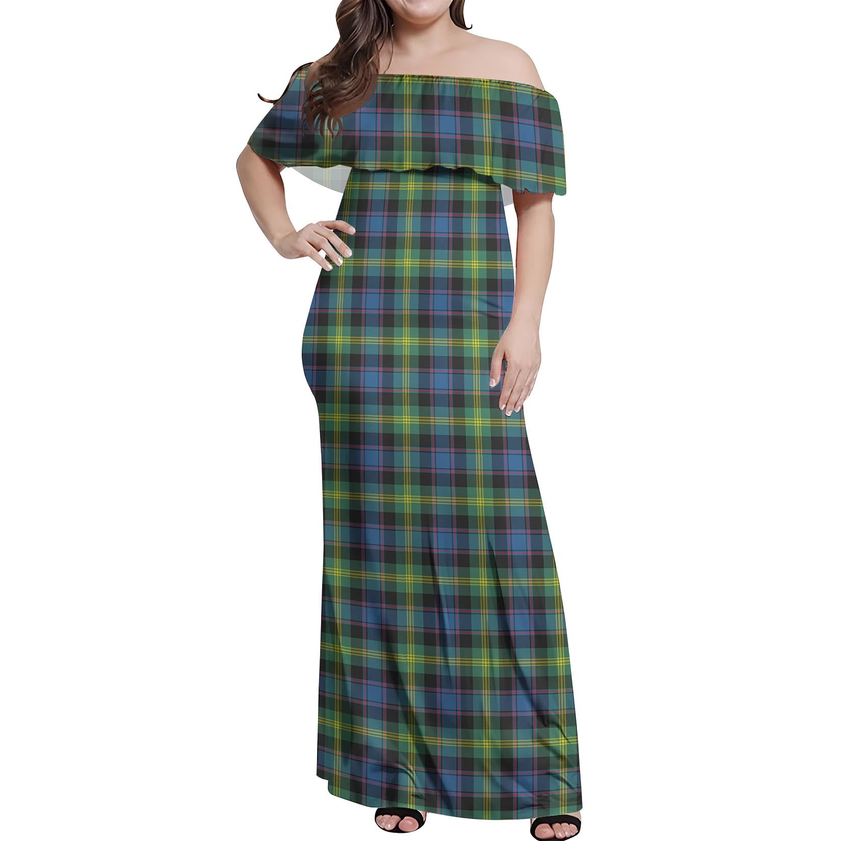 Watson Ancient Tartan Off Shoulder Long Dress Women's Dress - Tartanvibesclothing