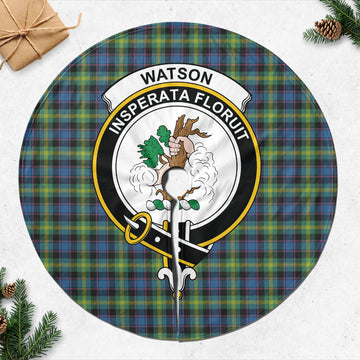 Watson Ancient Tartan Christmas Tree Skirt with Family Crest