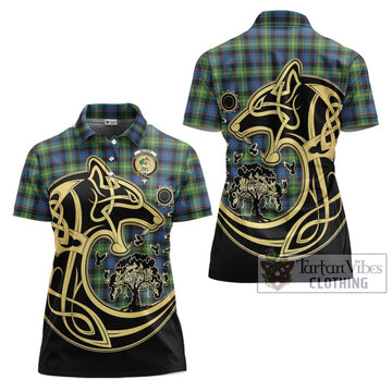 Watson Ancient Tartan Women's Polo Shirt with Family Crest Celtic Wolf Style