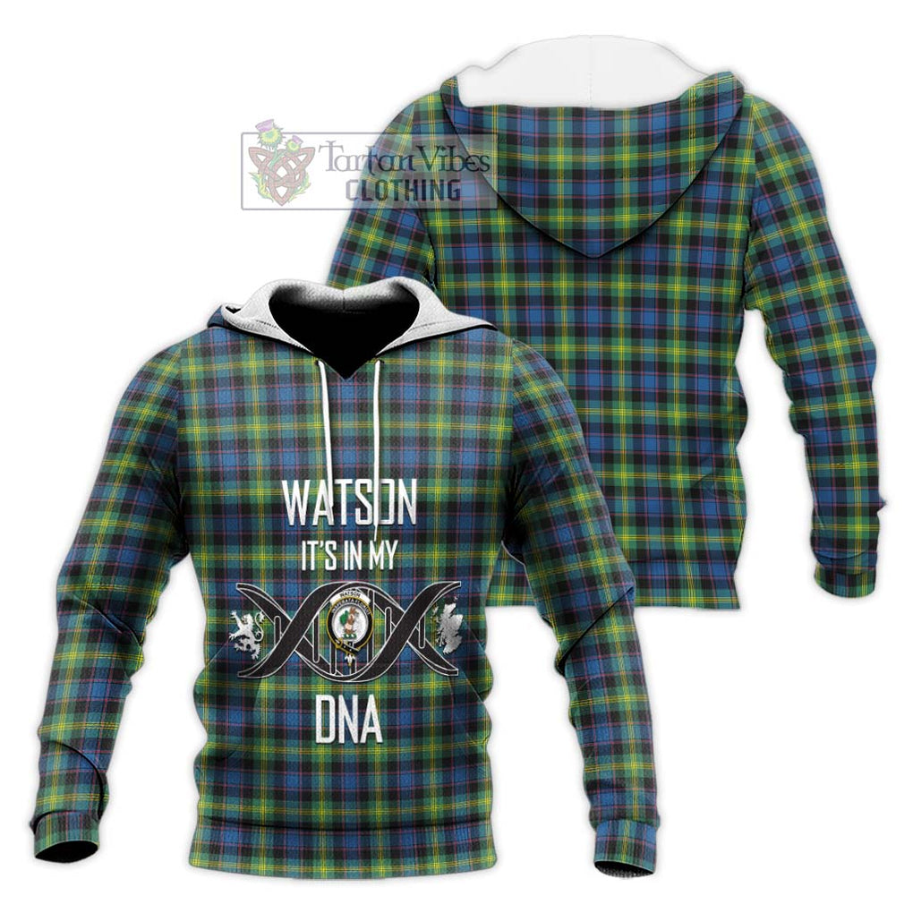 Watson Ancient Tartan Knitted Hoodie with Family Crest DNA In Me Style Unisex Knitted Pullover Hoodie - Tartanvibesclothing Shop