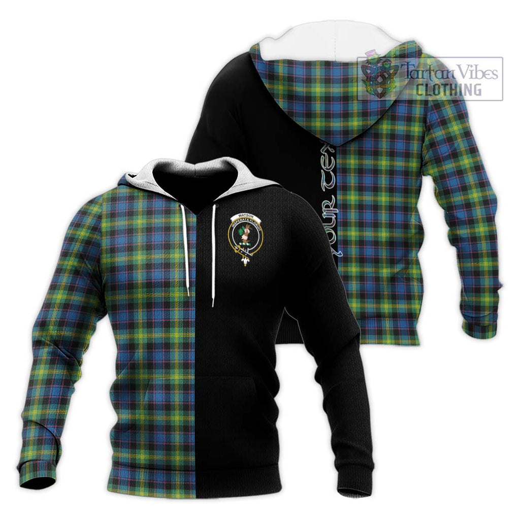 Watson Ancient Tartan Knitted Hoodie with Family Crest and Half Of Me Style Unisex Knitted Pullover Hoodie - Tartanvibesclothing Shop