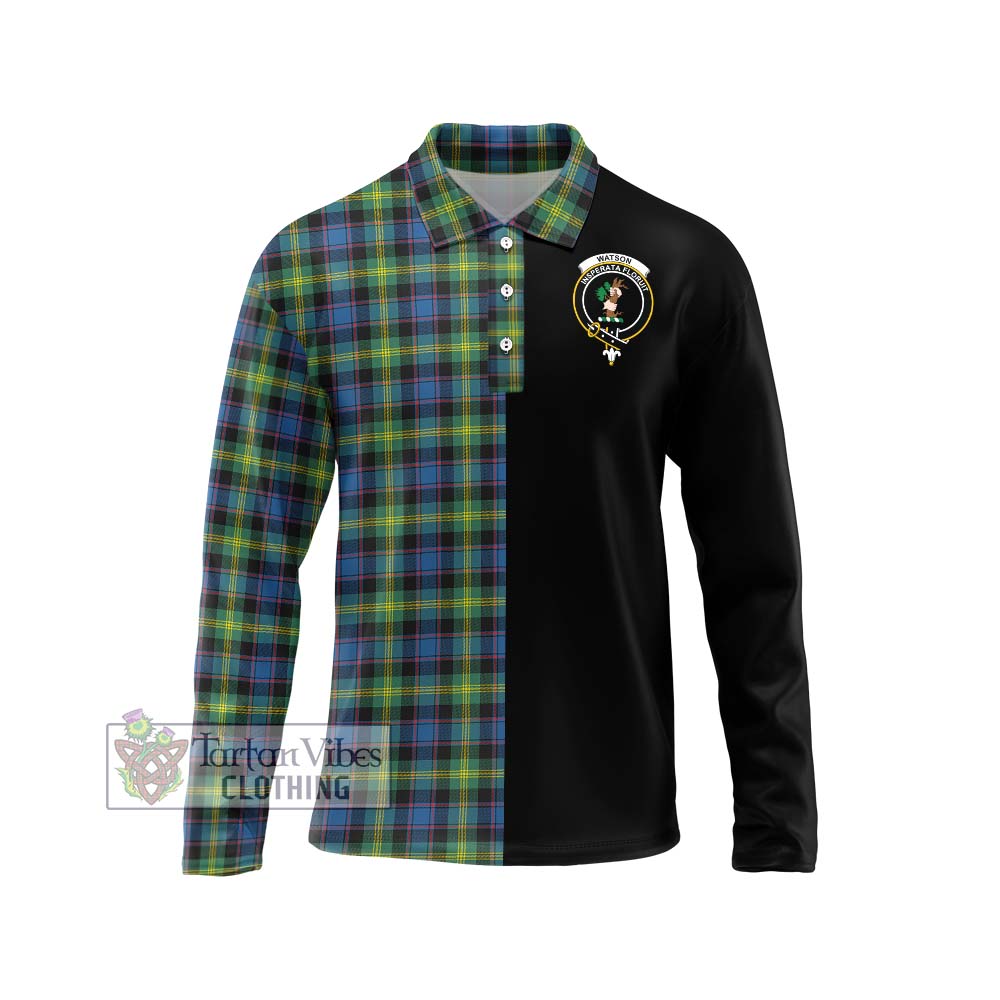 Watson Ancient Tartan Long Sleeve Polo Shirt with Family Crest and Half Of Me Style Unisex - Tartanvibesclothing Shop