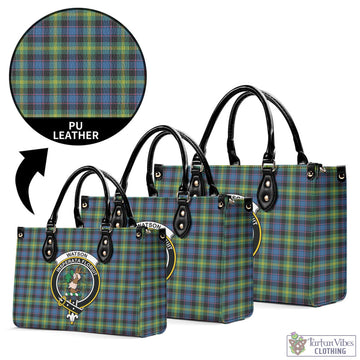 Watson Ancient Tartan Luxury Leather Handbags with Family Crest