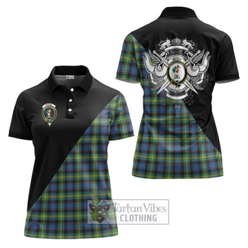 Watson Ancient Tartan Women's Polo Shirt with Family Crest and Military Logo Style