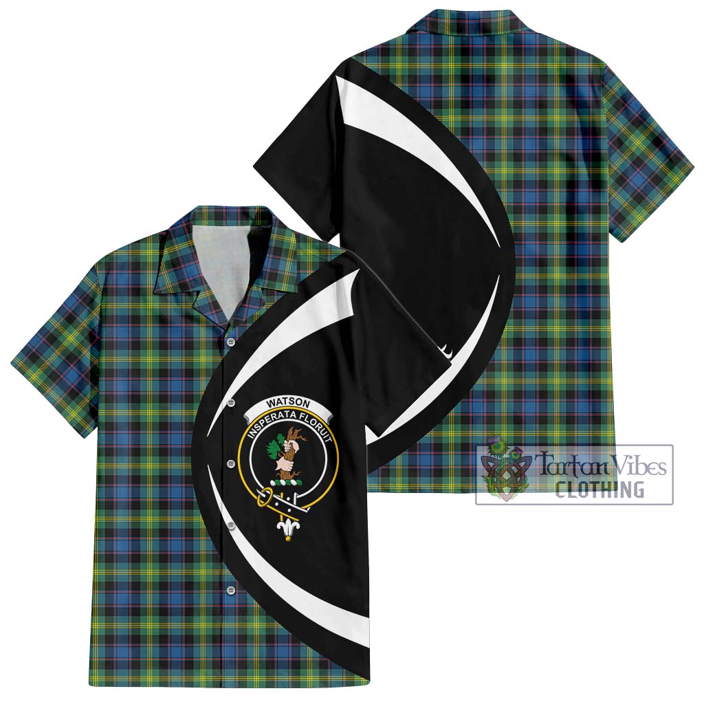 Tartan Vibes Clothing Watson Ancient Tartan Short Sleeve Button Up with Family Crest Circle Style