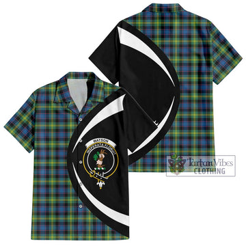 Watson Ancient Tartan Short Sleeve Button Up with Family Crest Circle Style