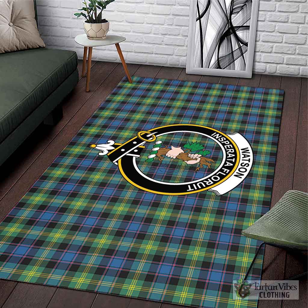 Tartan Vibes Clothing Watson Ancient Tartan Area Rug with Family Crest