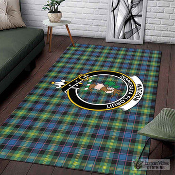 Watson Ancient Tartan Area Rug with Family Crest