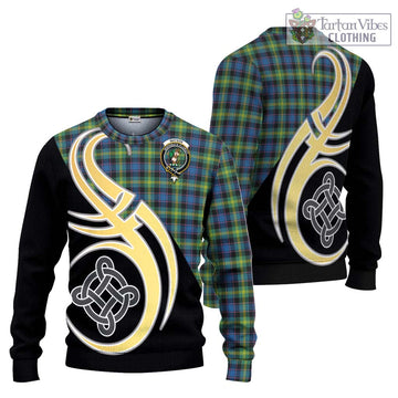 Watson Ancient Tartan Ugly Sweater with Family Crest and Celtic Symbol Style