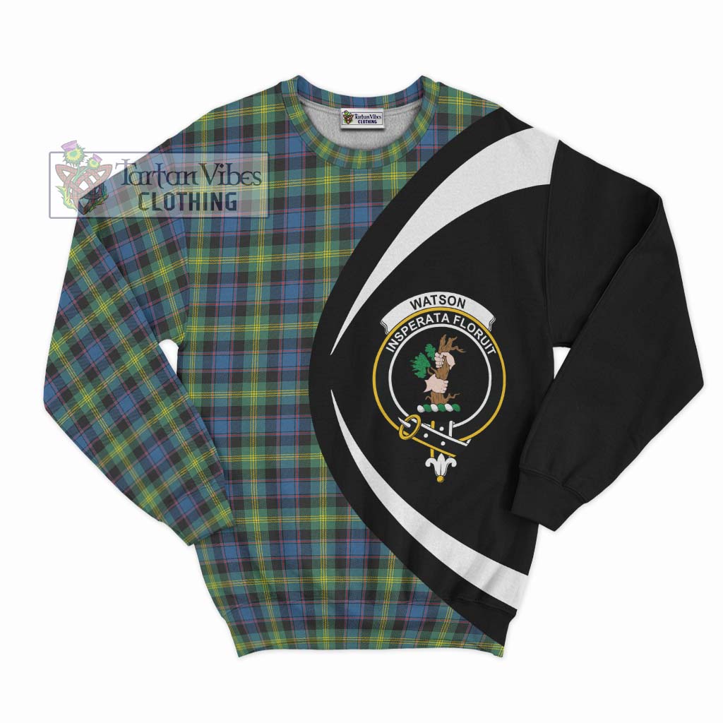 Watson Ancient Tartan Sweatshirt with Family Crest Circle Style Unisex - Tartan Vibes Clothing