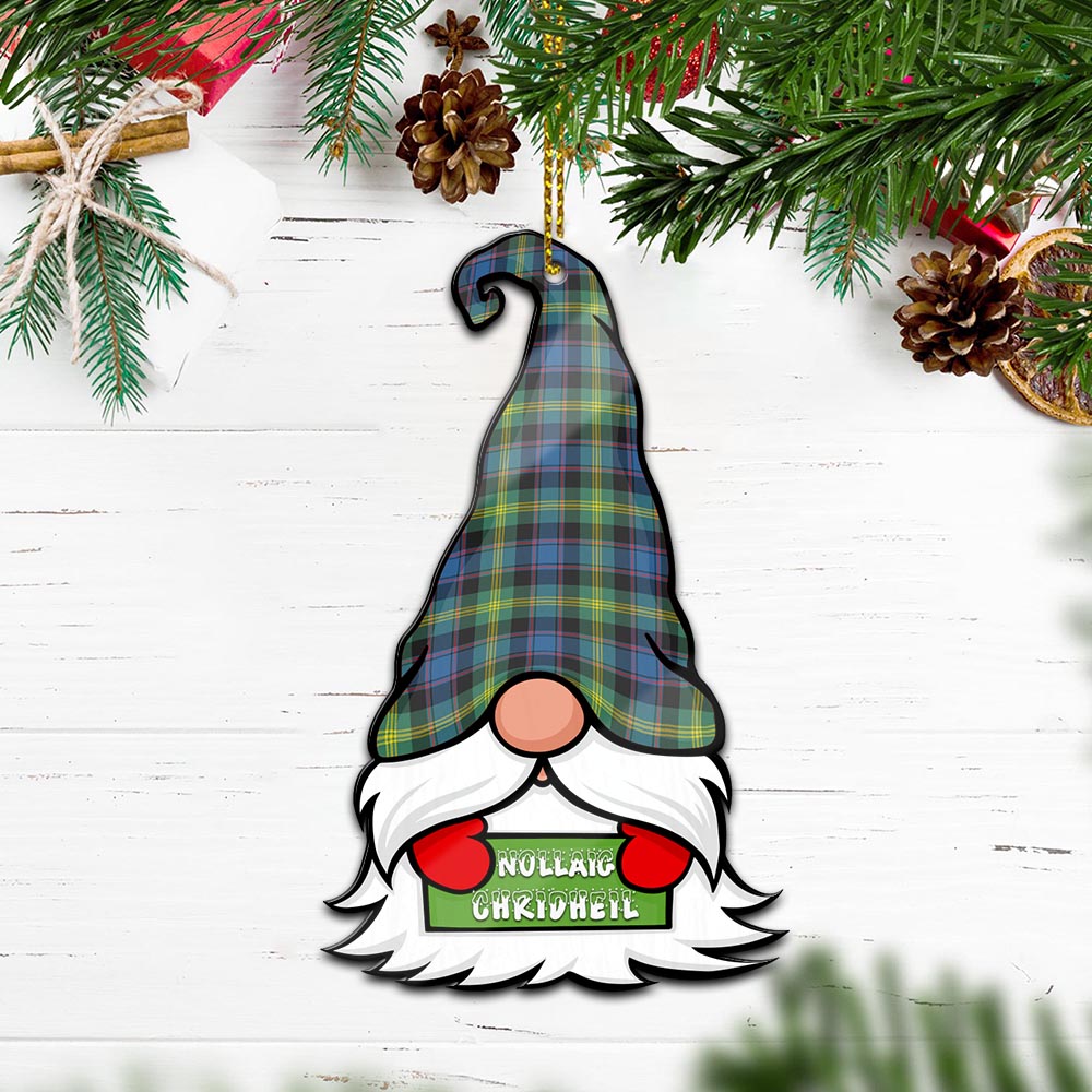Watson Ancient Gnome Christmas Ornament with His Tartan Christmas Hat Wood Ornament - Tartanvibesclothing Shop