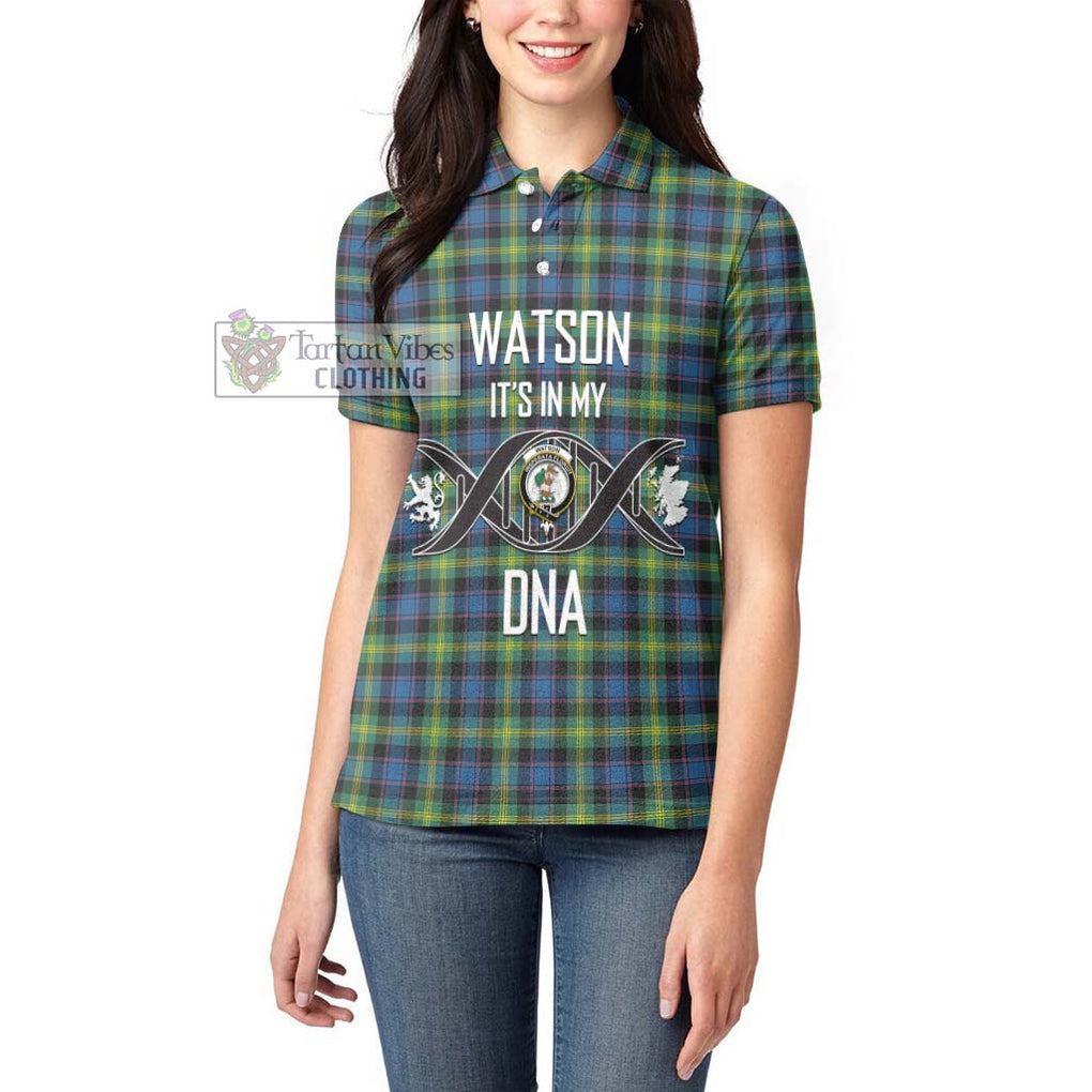 Watson Ancient Tartan Women's Polo Shirt with Family Crest DNA In Me Style Women - Tartanvibesclothing Shop