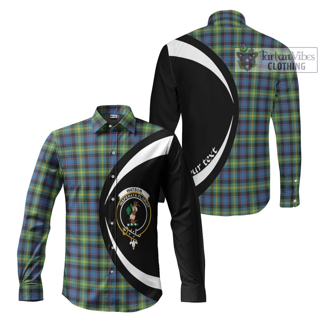 Watson Ancient Tartan Long Sleeve Button Up with Family Crest Circle Style Men's Shirt S - Tartan Vibes Clothing