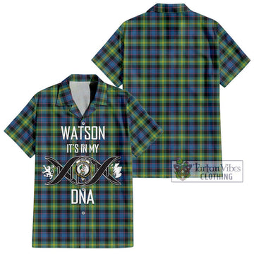 Watson Ancient Tartan Short Sleeve Button Shirt with Family Crest DNA In Me Style