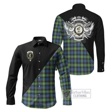 Watson Ancient Tartan Long Sleeve Button Shirt with Family Crest and Military Logo Style