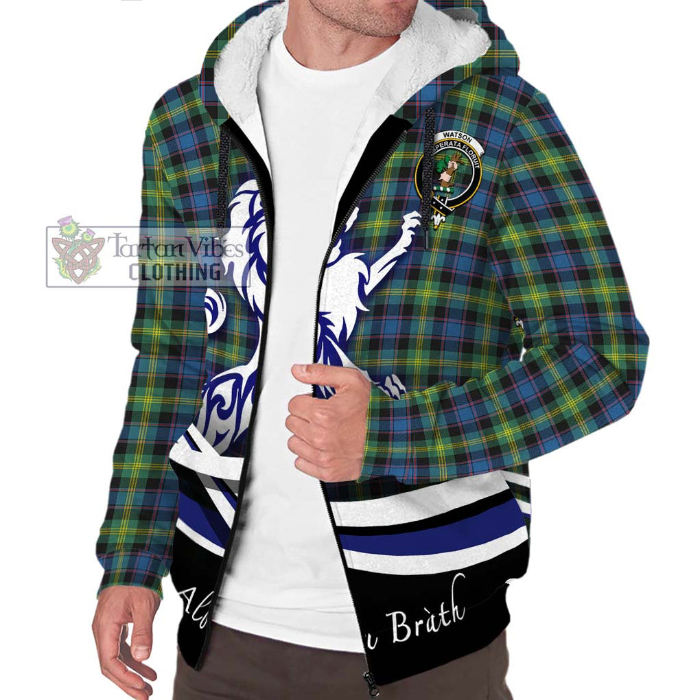 Watson Ancient Tartan Sherpa Hoodie with Alba Gu Brath Regal Lion Emblem Unisex S - Tartanvibesclothing Shop