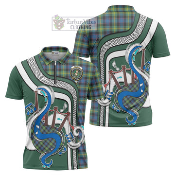 Watson Ancient Tartan Zipper Polo Shirt with Epic Bagpipe Style