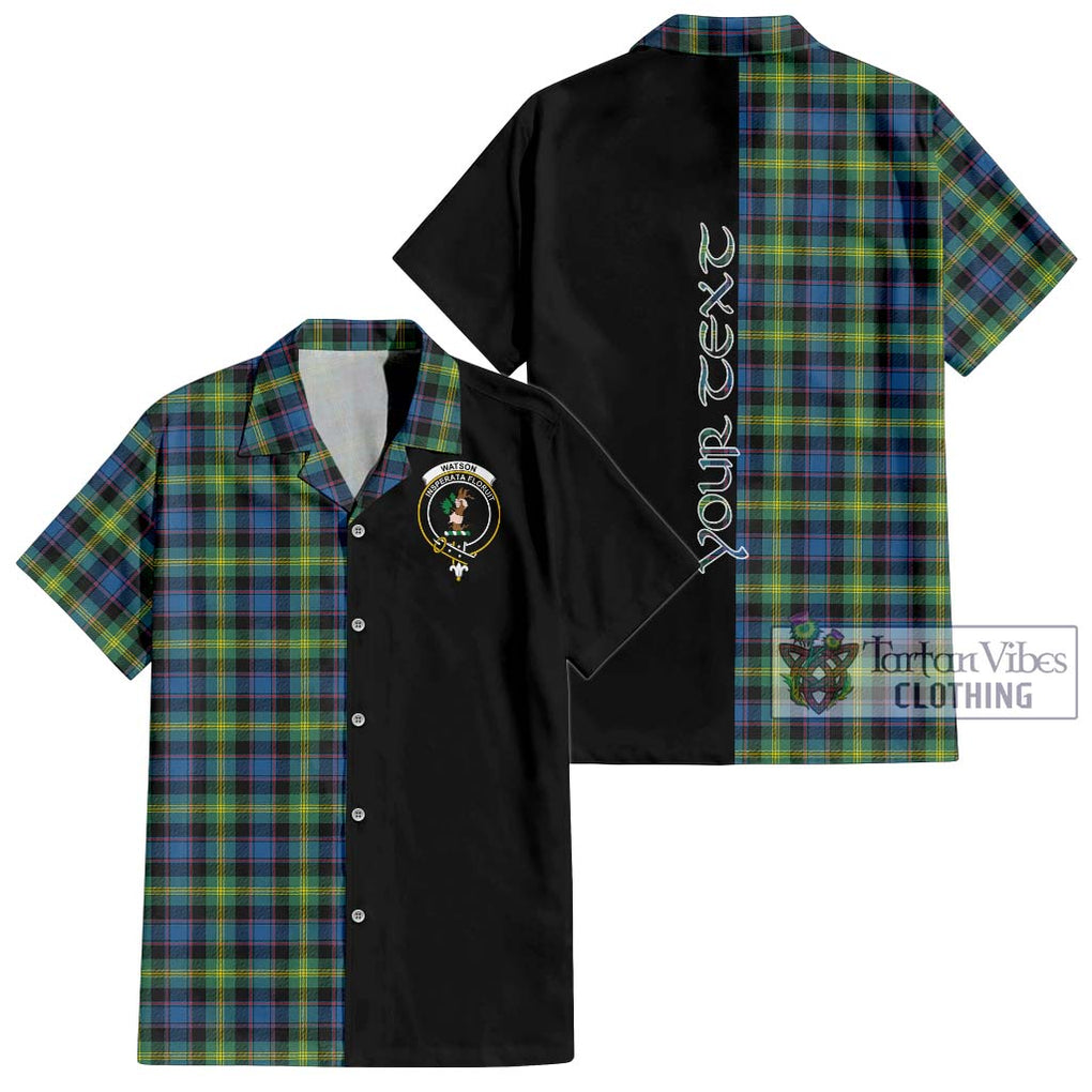 Watson Ancient Tartan Short Sleeve Button Shirt with Family Crest and Half Of Me Style Kid - Tartanvibesclothing Shop