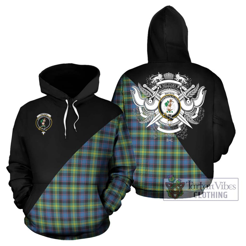 Watson Ancient Tartan Hoodie with Family Crest and Military Logo Style Zip Hoodie - Tartanvibesclothing Shop