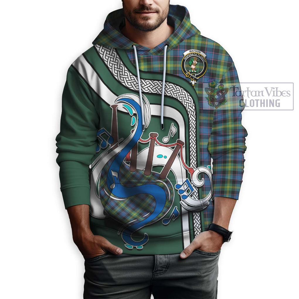 Watson Ancient Tartan Hoodie with Epic Bagpipe Style Zip Hoodie - Tartanvibesclothing Shop